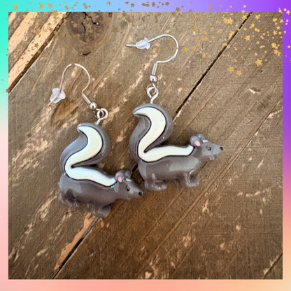 Skunk Earrings - Hypoallergenic Stainless Steel Hooks