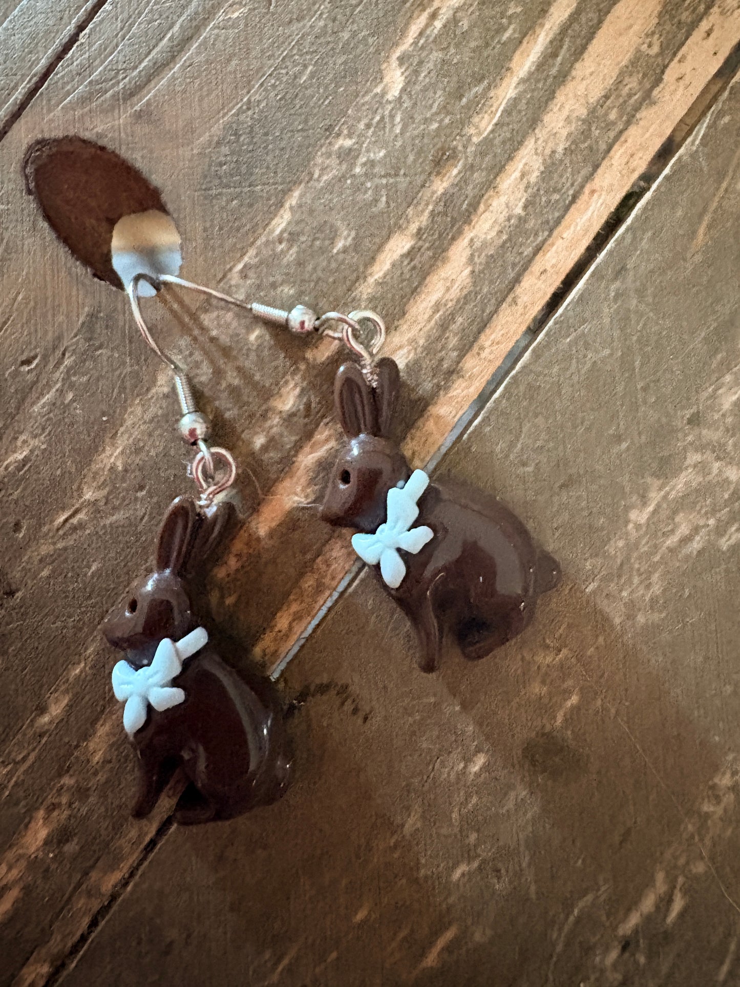 Chocolate Easter Bunny Earrings -Hypoallergenic Stainless Steel Hooks