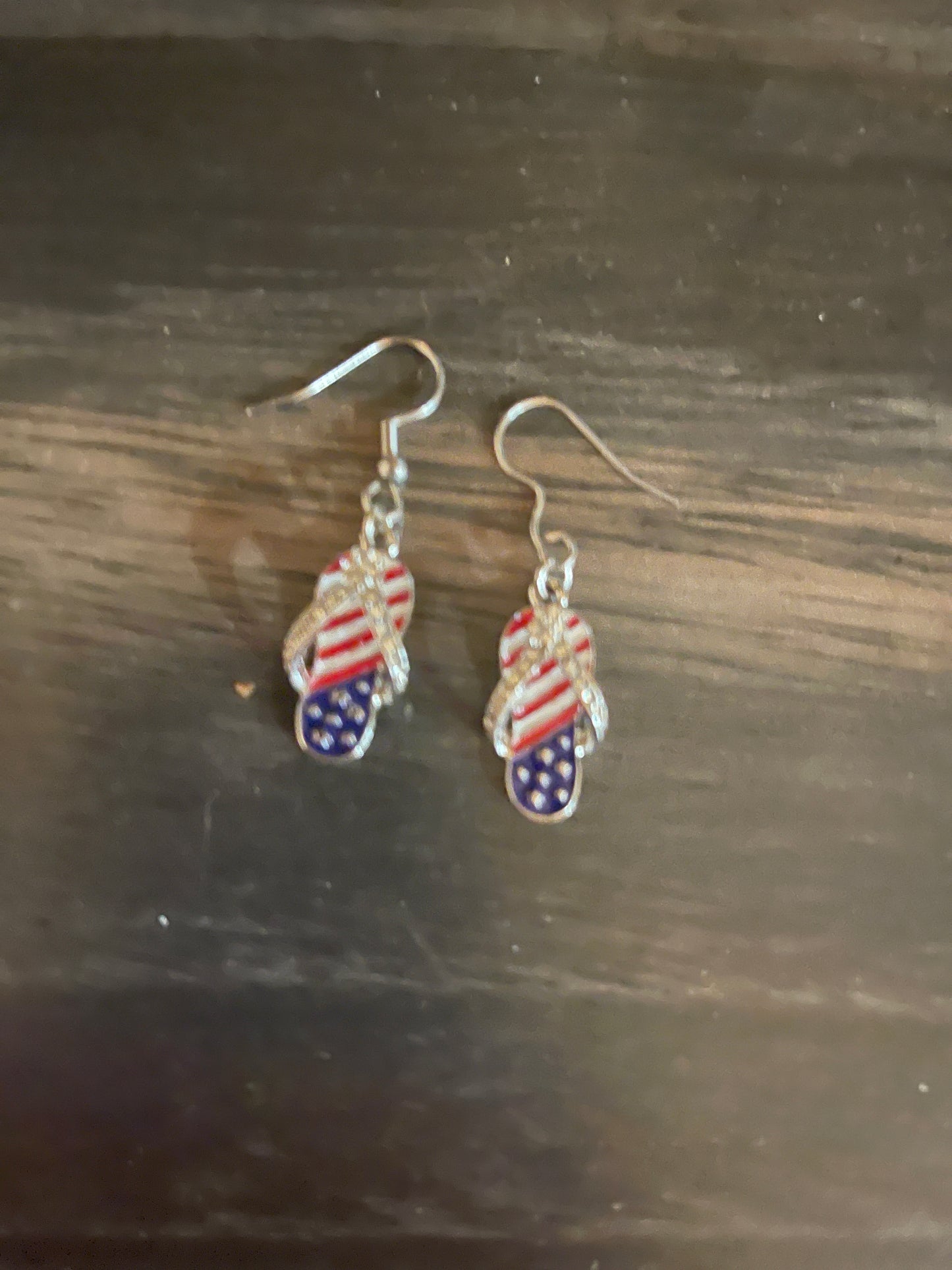 Patriotic Flip Flops Rhinestone Charm Wire EarringsPink tiful of LOVE