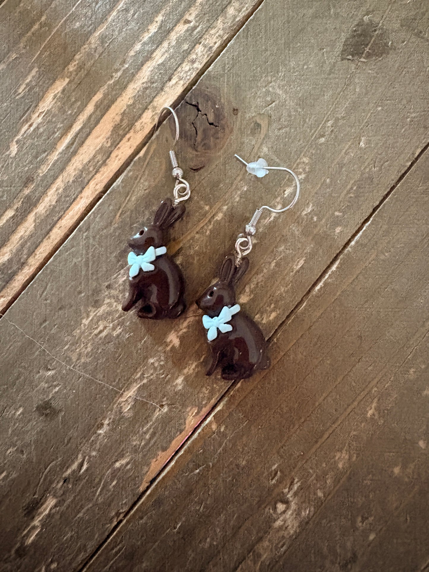 Chocolate Easter Bunny Earrings -Hypoallergenic Stainless Steel Hooks
