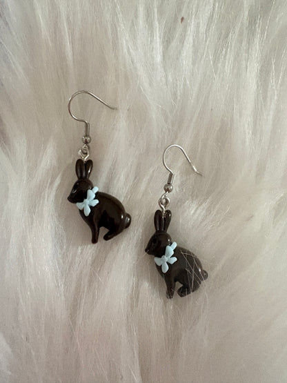 Chocolate Easter Bunny Earrings -Hypoallergenic Stainless Steel Hooks