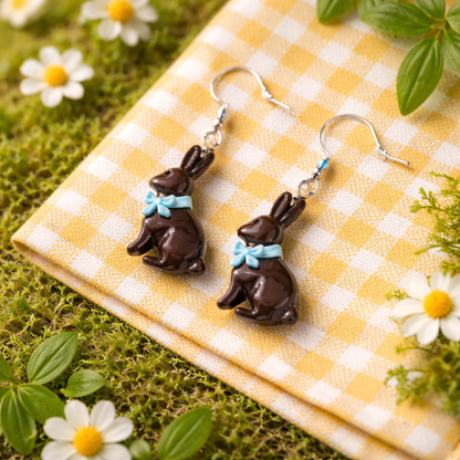 Chocolate Easter Bunny Earrings -Hypoallergenic Stainless Steel Hooks