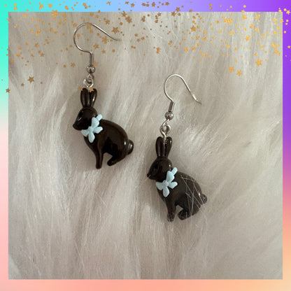 Chocolate Easter Bunny Earrings -Hypoallergenic Stainless Steel Hooks