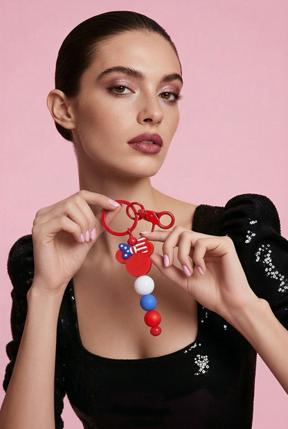 Patriotic Mouse Ears Beaded Keychain