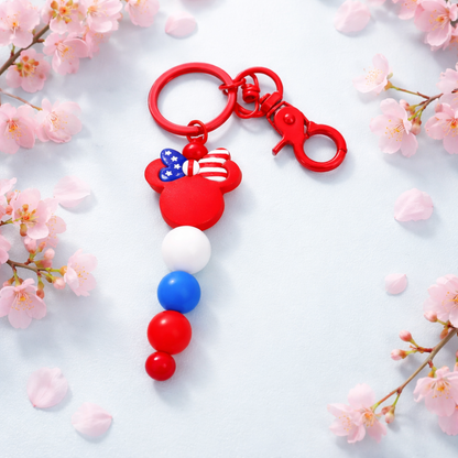 Patriotic Mouse Ears Beaded Keychain