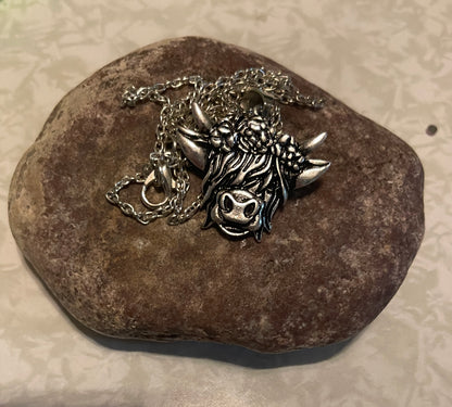 Highland Cow pendant on a Silver Chain NecklacePink tiful of LOVE