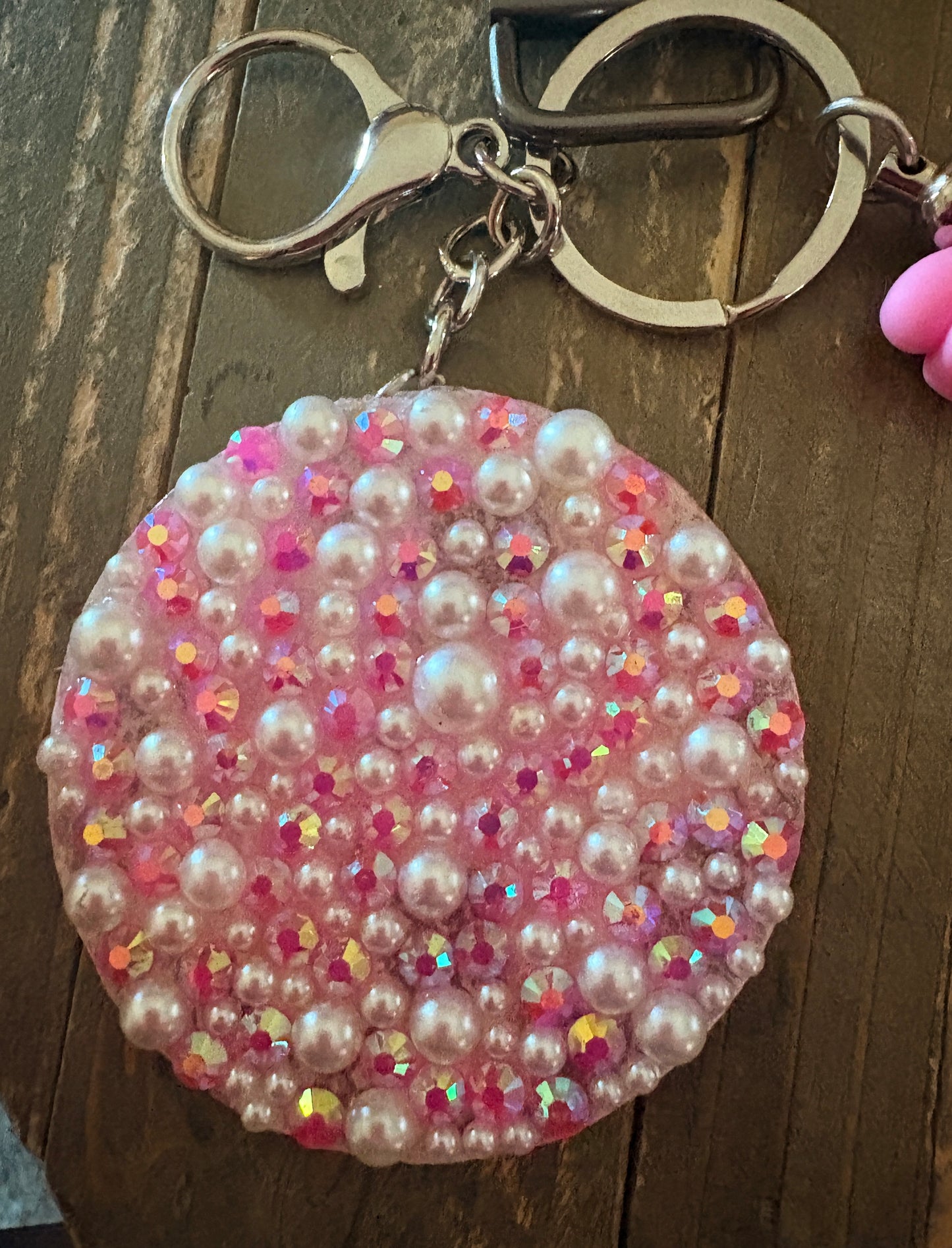 Pink Bow Coquette Wristlet Keychain