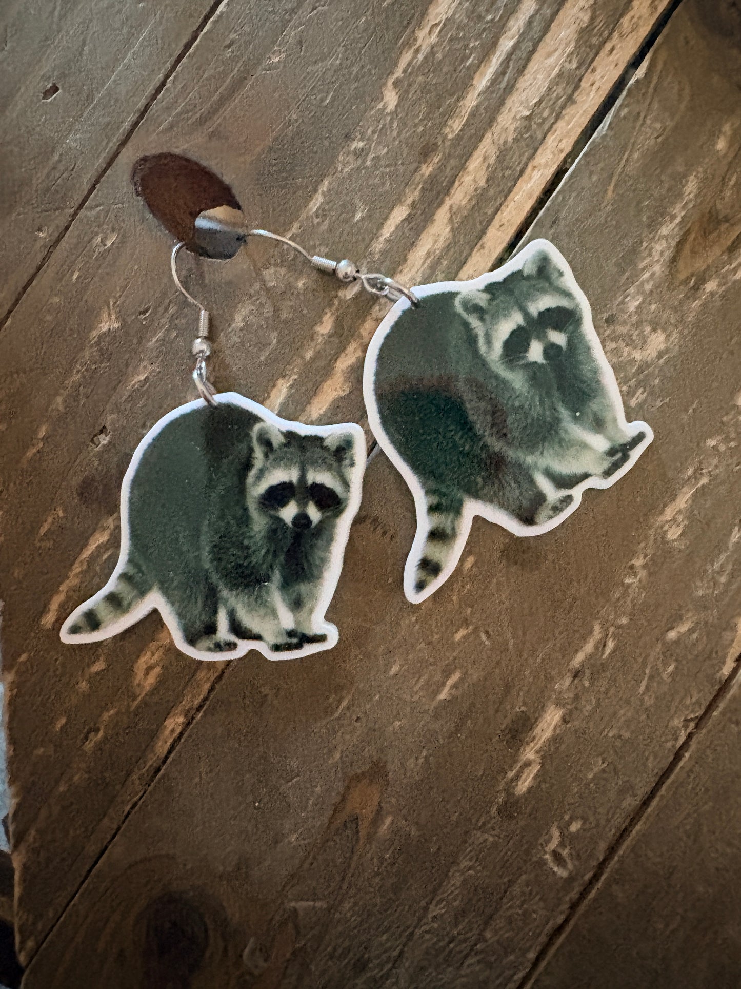 Raccoon Earrings -  Hypoallergenic Stainless Steel Hooks