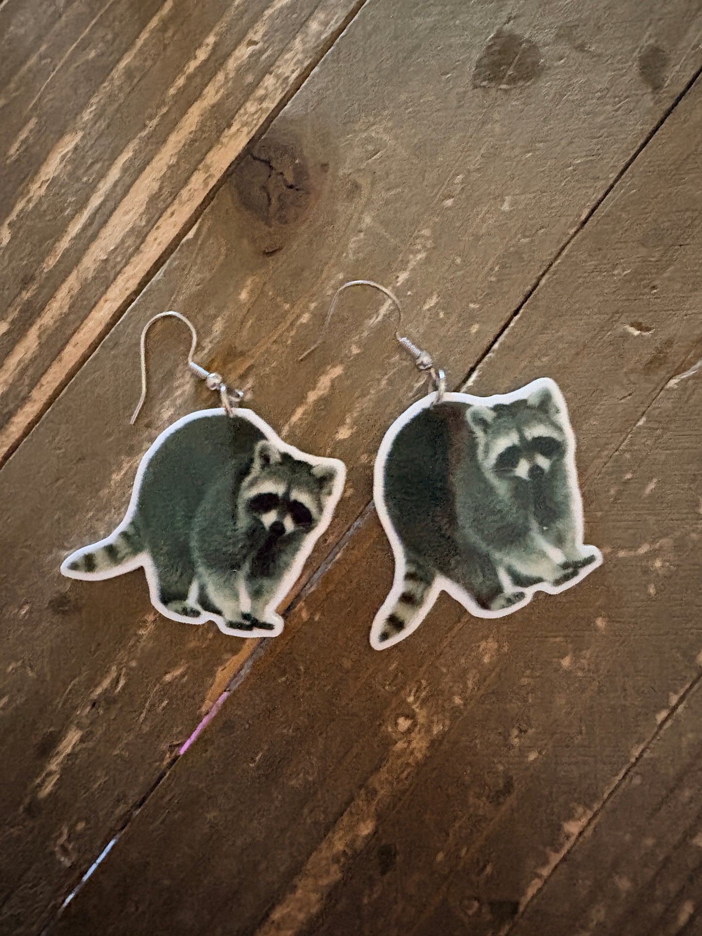 Raccoon Earrings -  Hypoallergenic Stainless Steel Hooks