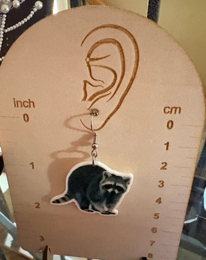 Raccoon Earrings -  Hypoallergenic Stainless Steel Hooks