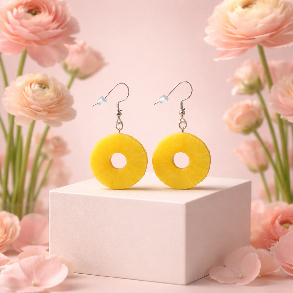 Pineapple Slice Earrings – | Hypoallergenic Stainless Steel Hooks