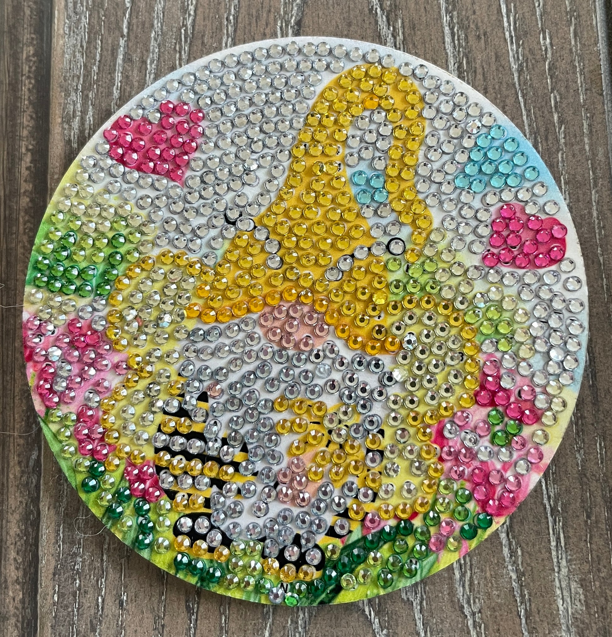 Gnome Coaster Set; diamond painting; Wood &amp; Gemstone CoastersPink tiful of LOVE