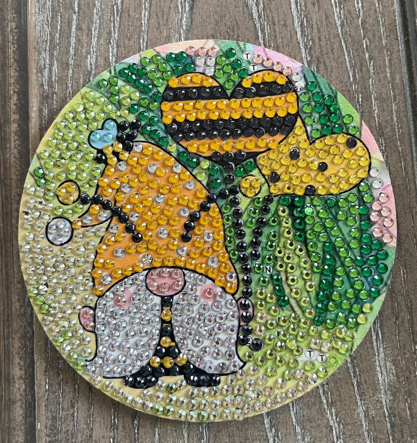 Gnome Coaster Set; diamond painting; Wood &amp; Gemstone CoastersPink tiful of LOVE