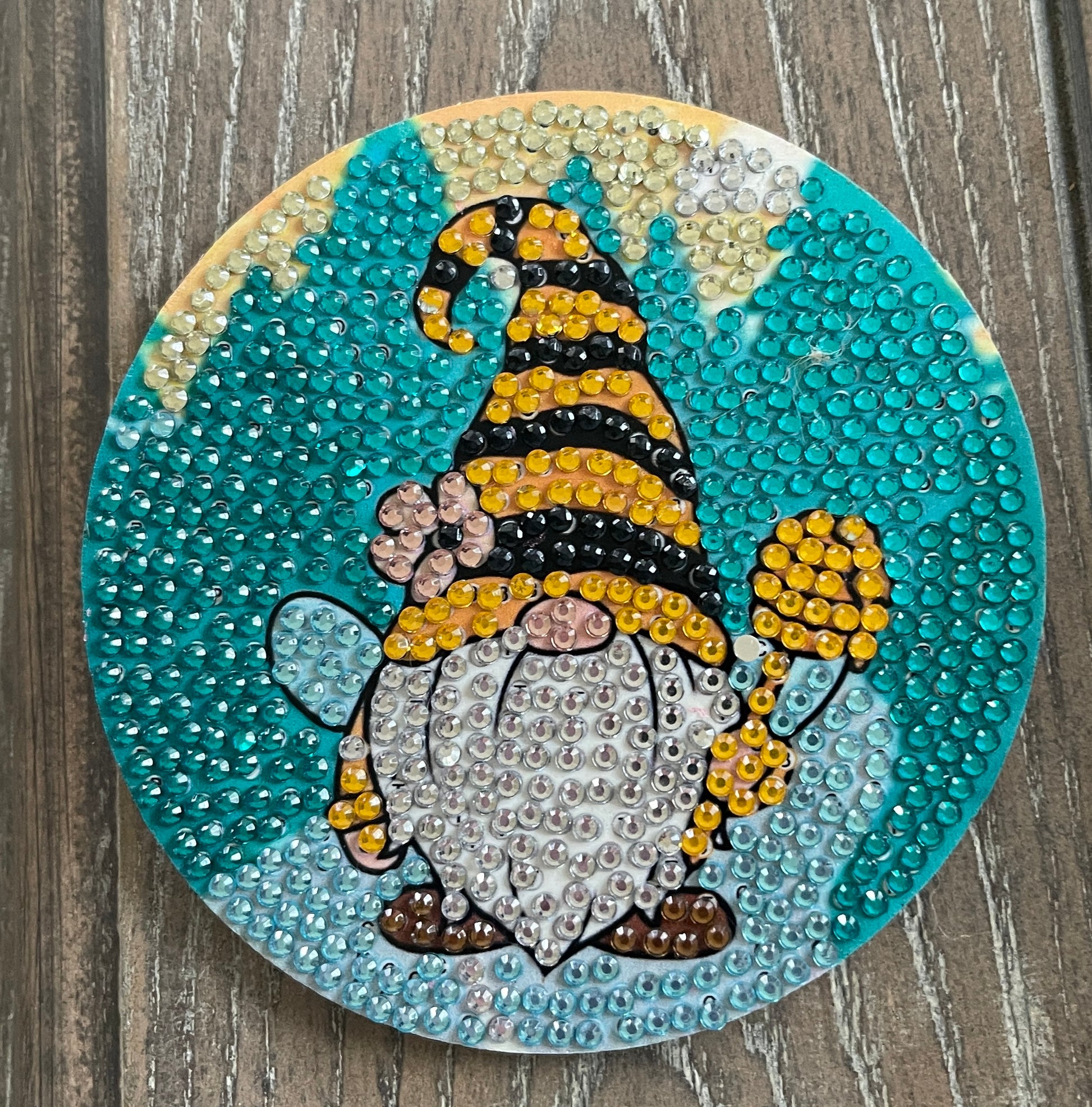 Gnome Coaster Set; diamond painting; Wood &amp; Gemstone CoastersPink tiful of LOVE