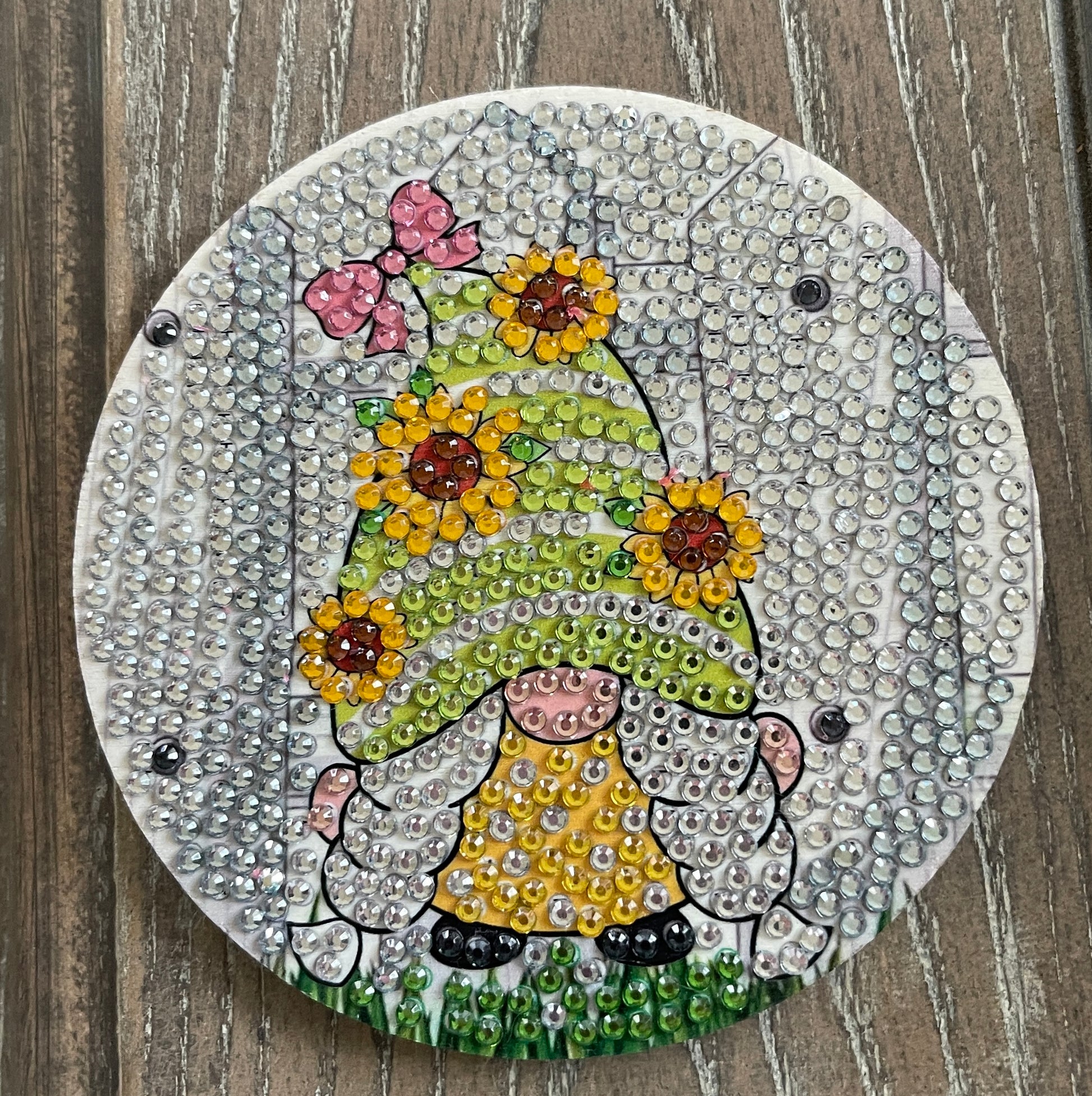 Gnome Coaster Set; diamond painting; Wood &amp; Gemstone CoastersPink tiful of LOVE
