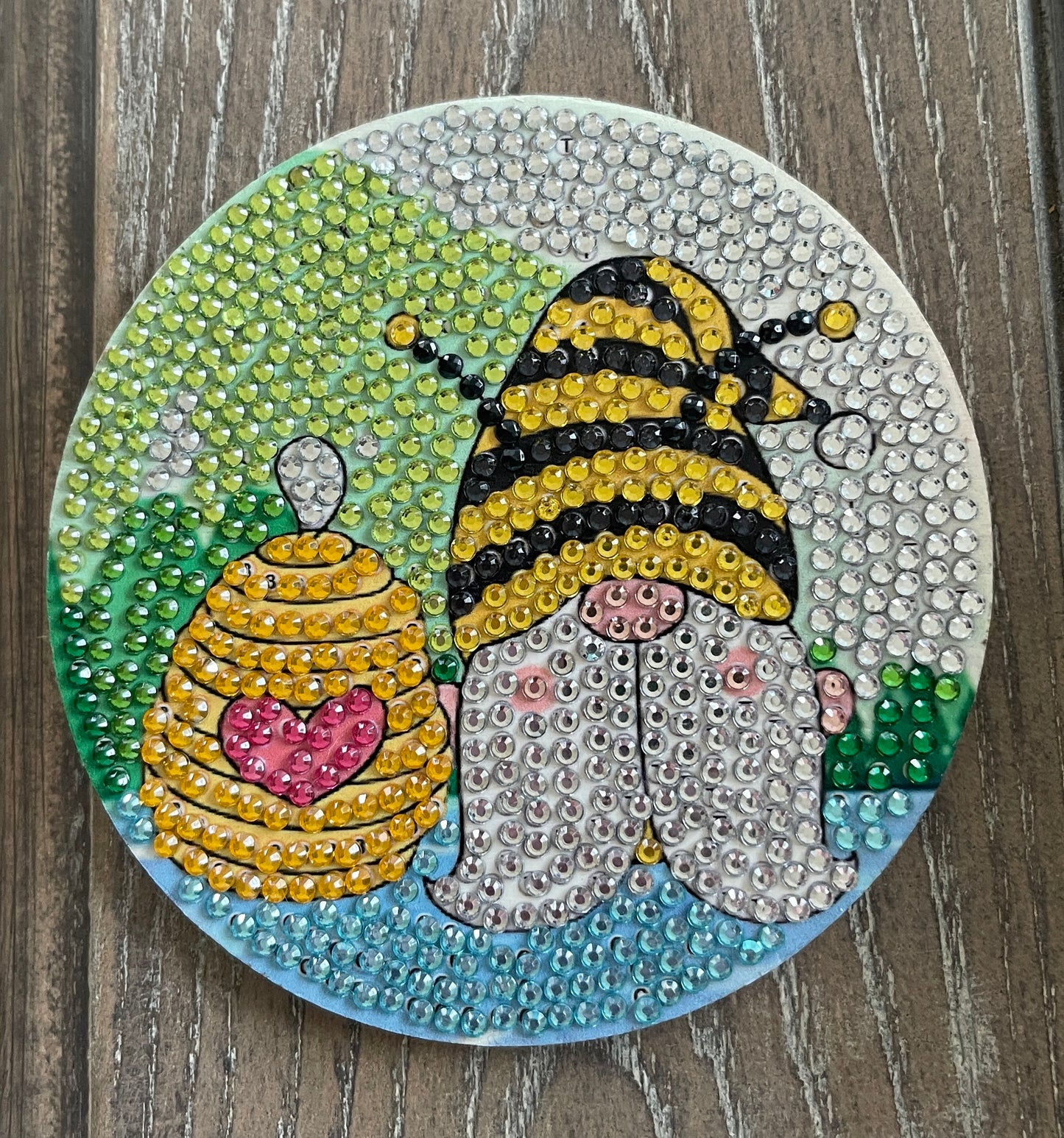 Gnome Coaster Set; diamond painting; Wood &amp; Gemstone CoastersPink tiful of LOVE