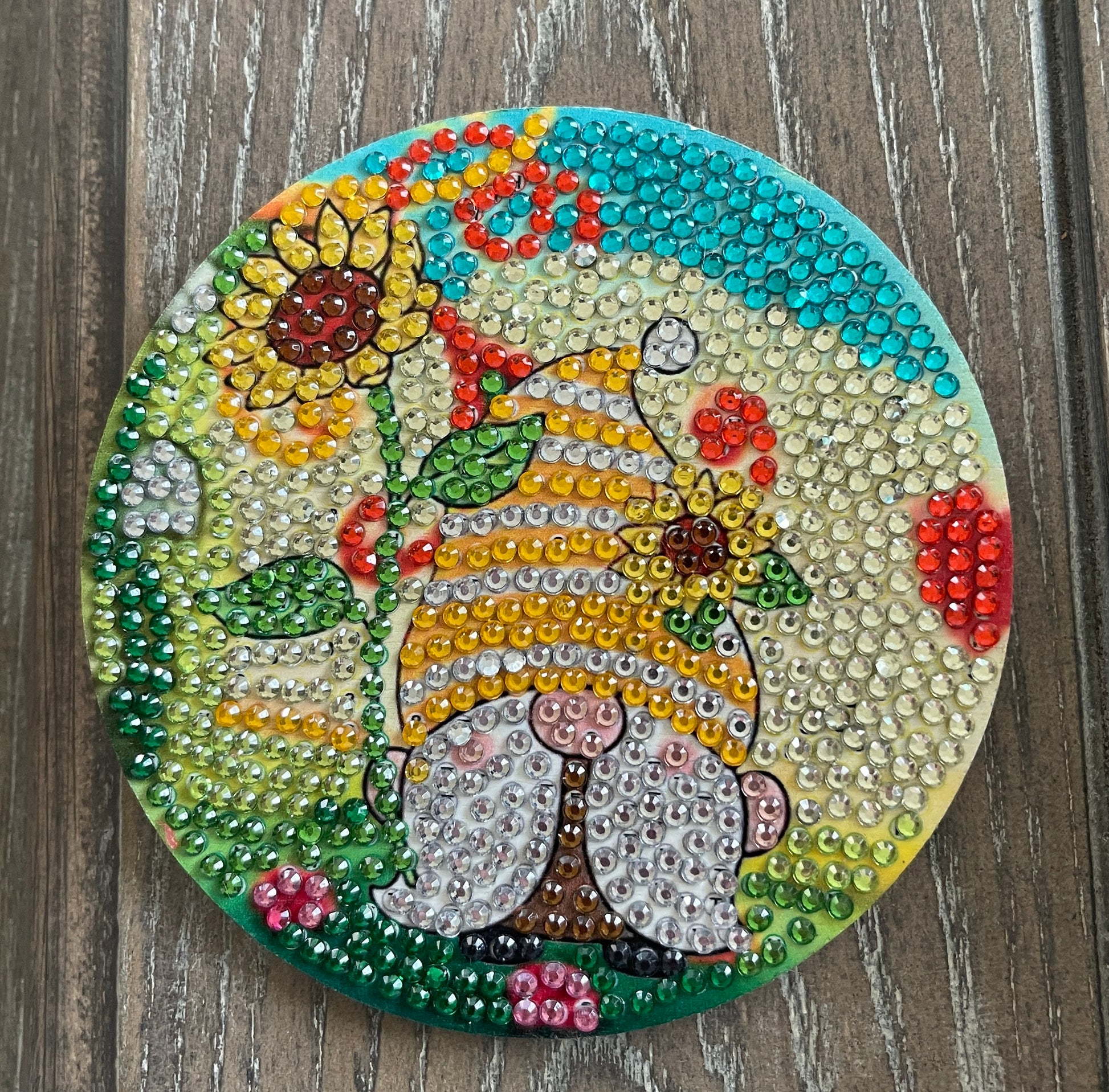 Gnome Coaster Set; diamond painting; Wood &amp; Gemstone CoastersPink tiful of LOVE