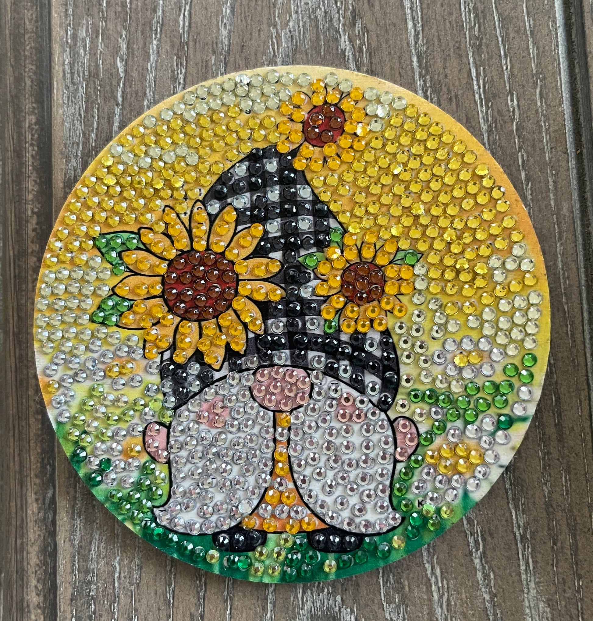 Gnome Coaster Set; diamond painting; Wood &amp; Gemstone CoastersPink tiful of LOVE