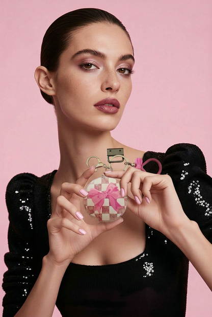 Pink Bow Coquette Wristlet Keychain