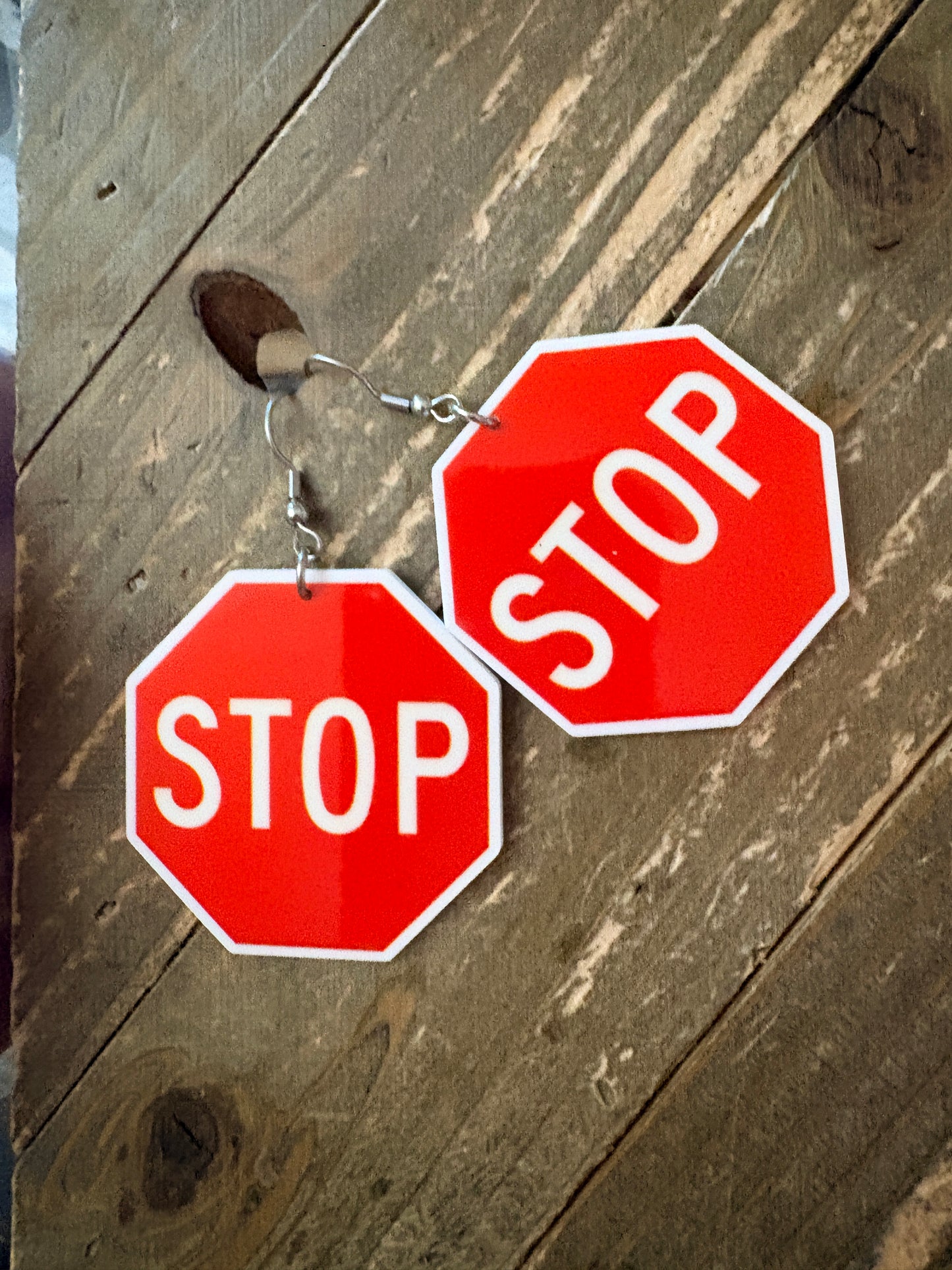 Stop Sign Earrings – Bold Statement Dangle Earrings