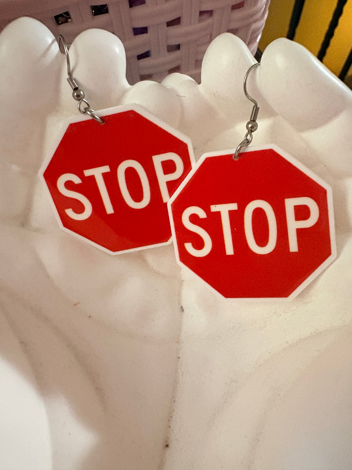 Stop Sign Earrings – Bold Statement Dangle Earrings