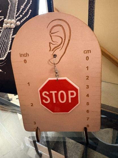 Stop Sign Earrings – Bold Statement Dangle Earrings
