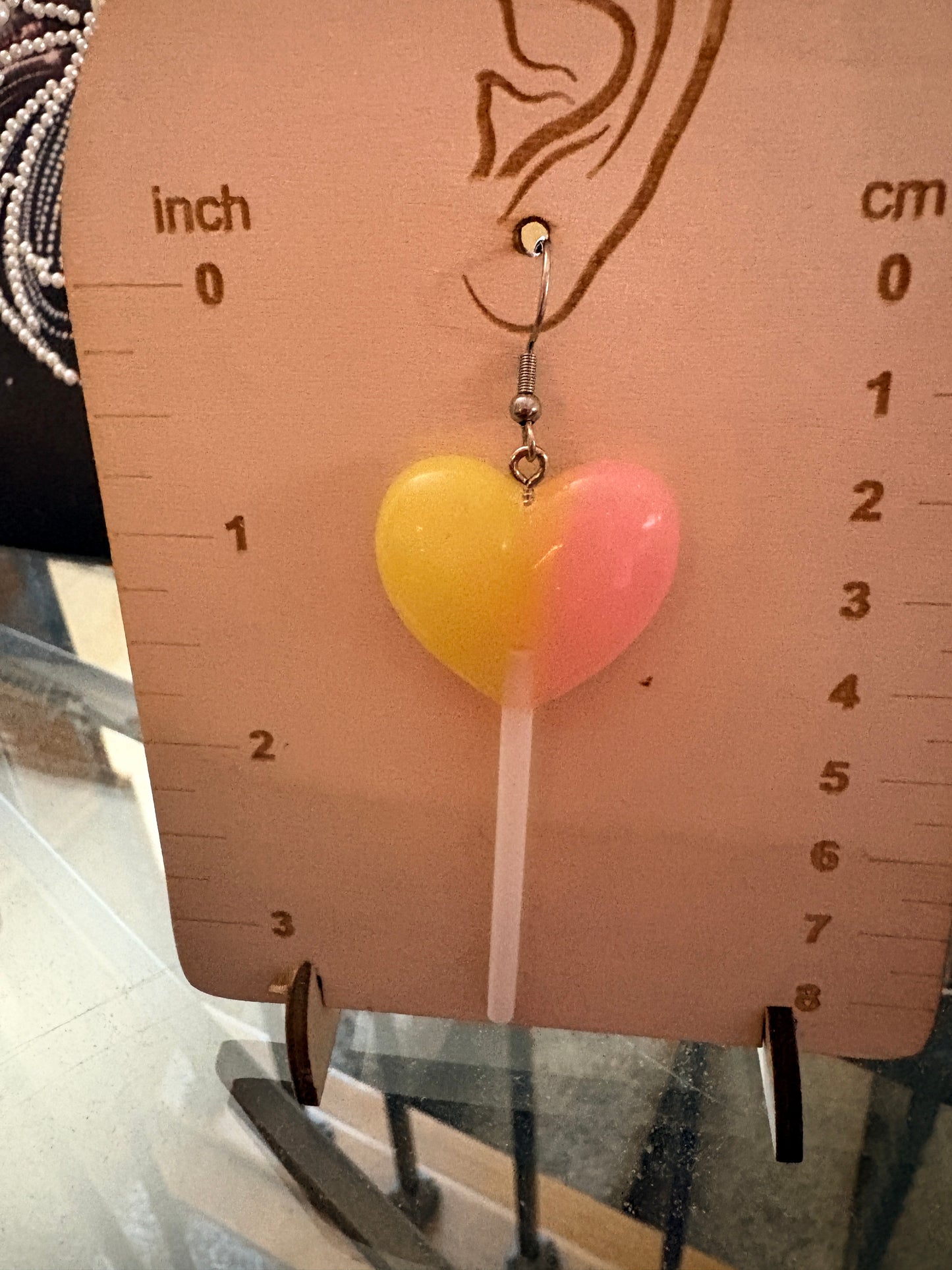 Glitter Heart Lollipop Earrings – Sweet Dangle Earrings