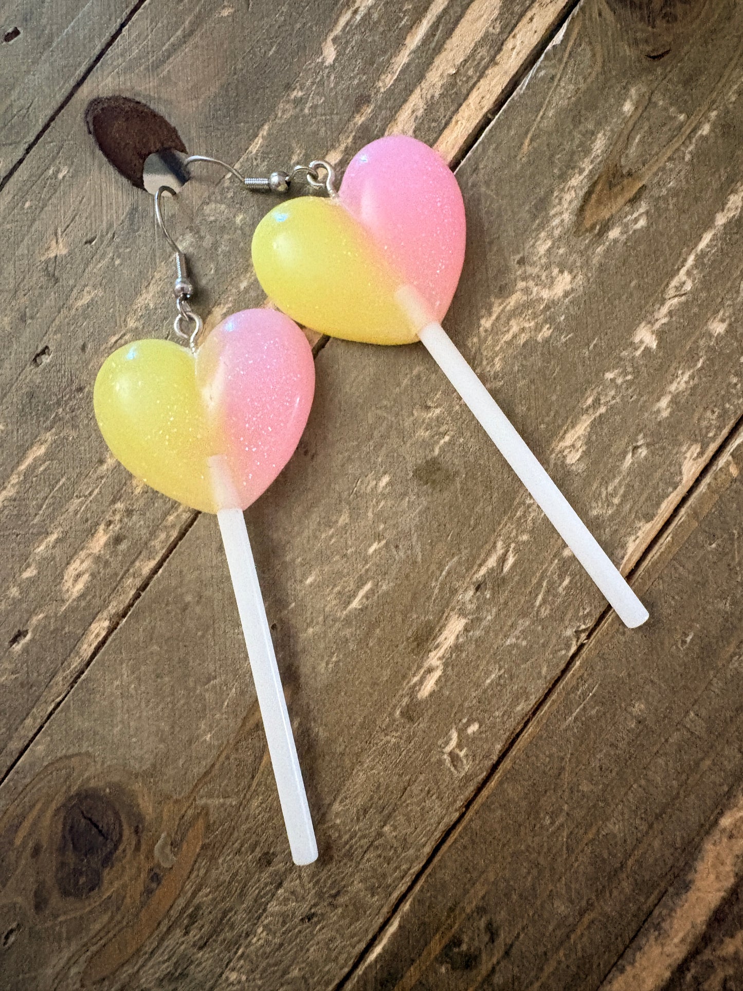 Glitter Heart Lollipop Earrings – Sweet Dangle Earrings