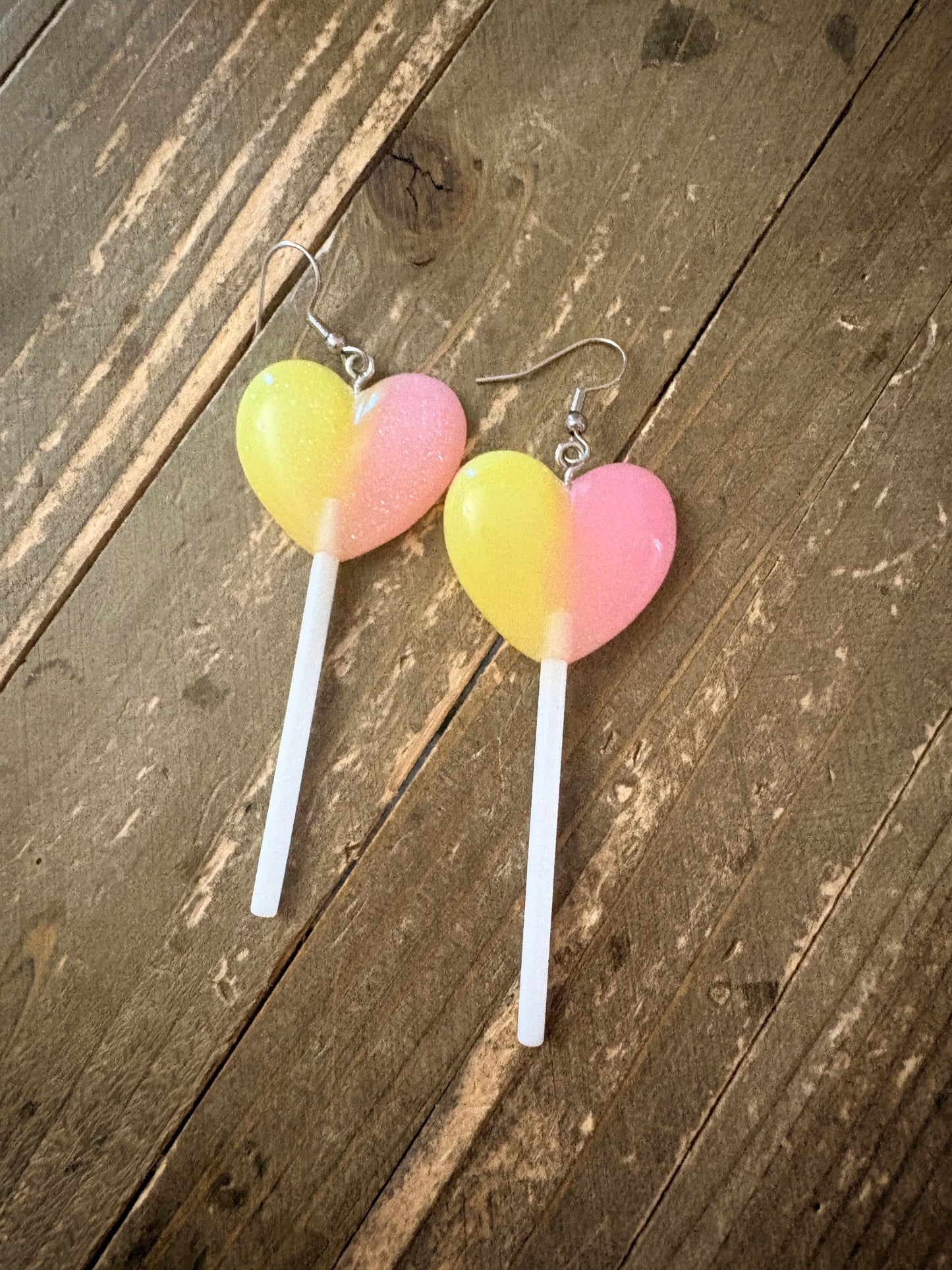 Glitter Heart Lollipop Earrings – Sweet Dangle Earrings