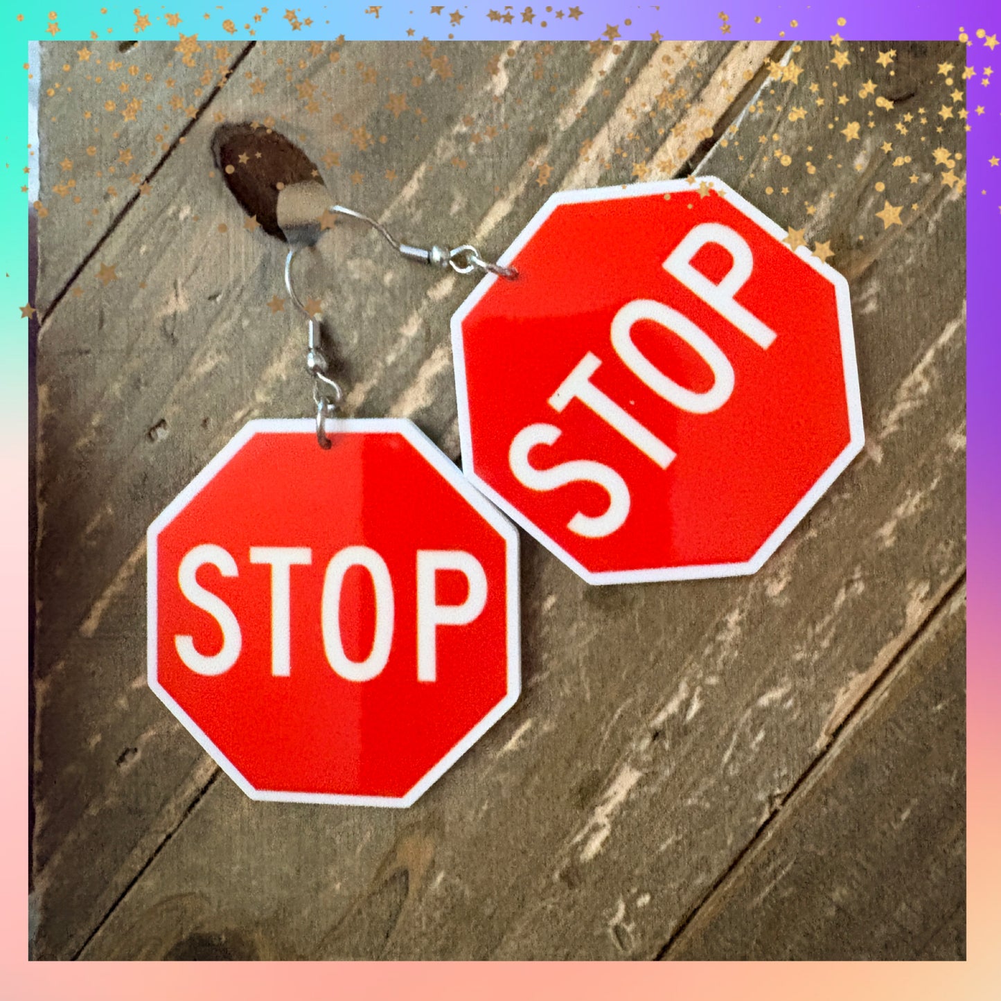 Stop Sign Earrings – Bold Statement Dangle Earrings
