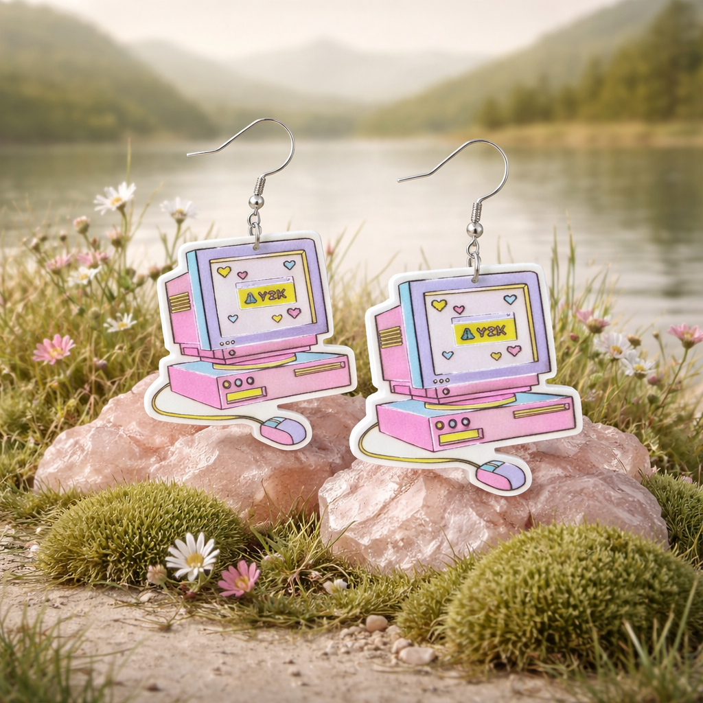 Y2K Computer Earrings – Retro Pastel Dangle Earrings