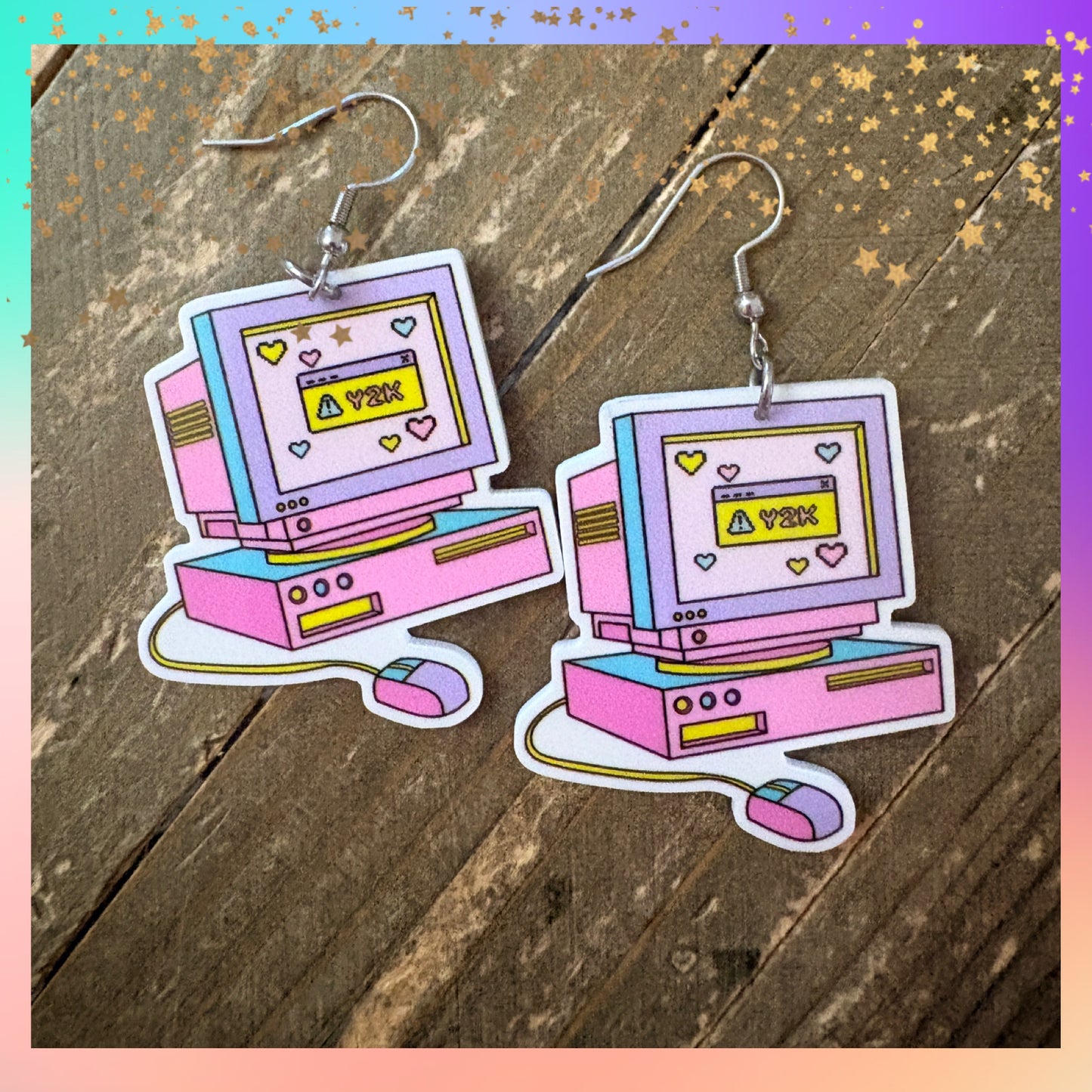 Y2K Computer Earrings – Retro Pastel Dangle Earrings