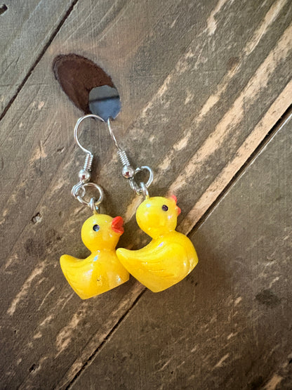 Rubber Duck Dangle Earrings – Resin Yellow Duck Charm Earrings |