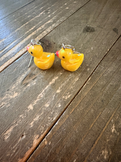 Rubber Duck Dangle Earrings – Resin Yellow Duck Charm Earrings |