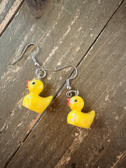 Rubber Duck Dangle Earrings – Resin Yellow Duck Charm Earrings |