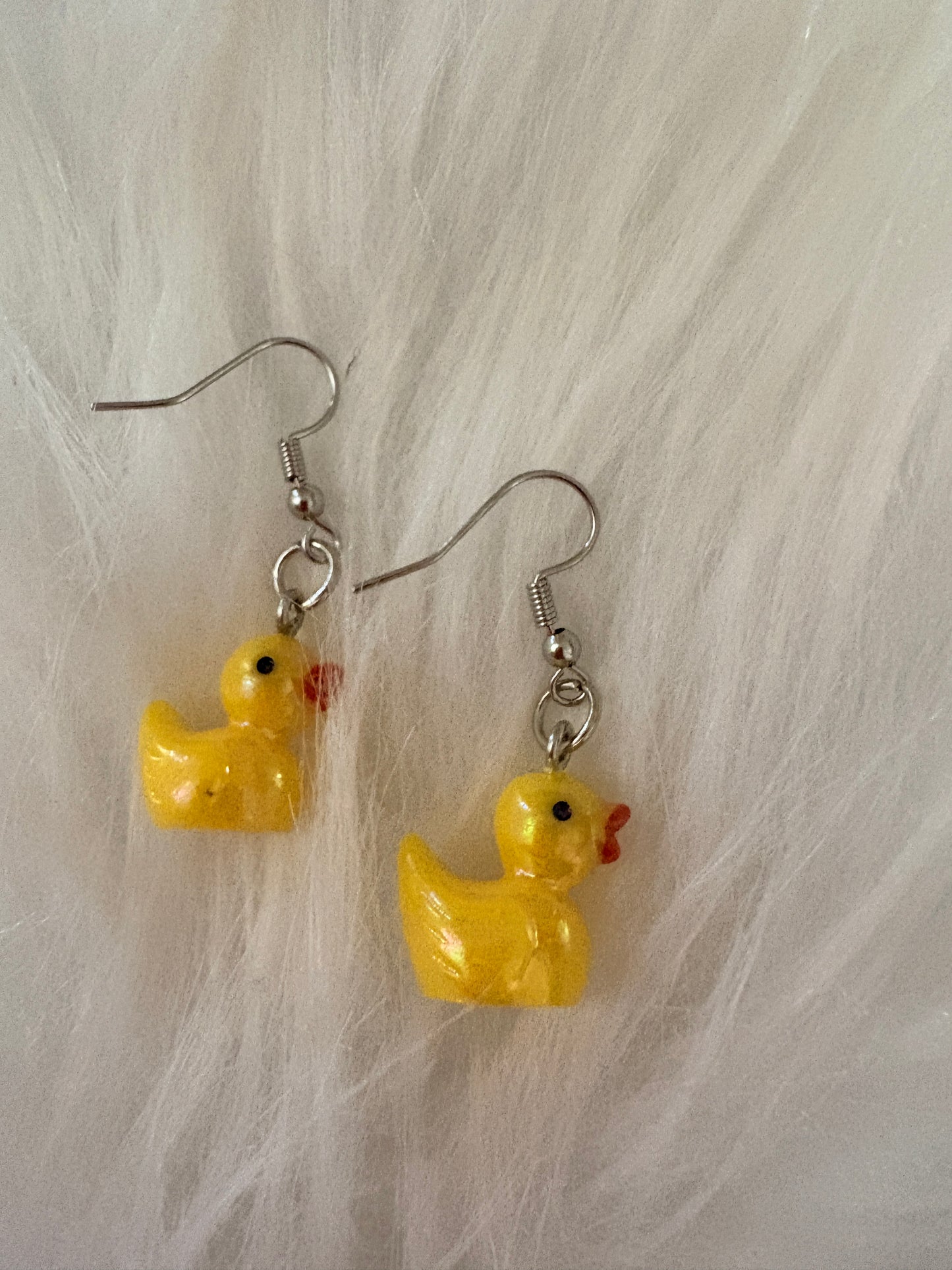 Rubber Duck Dangle Earrings – Resin Yellow Duck Charm Earrings |