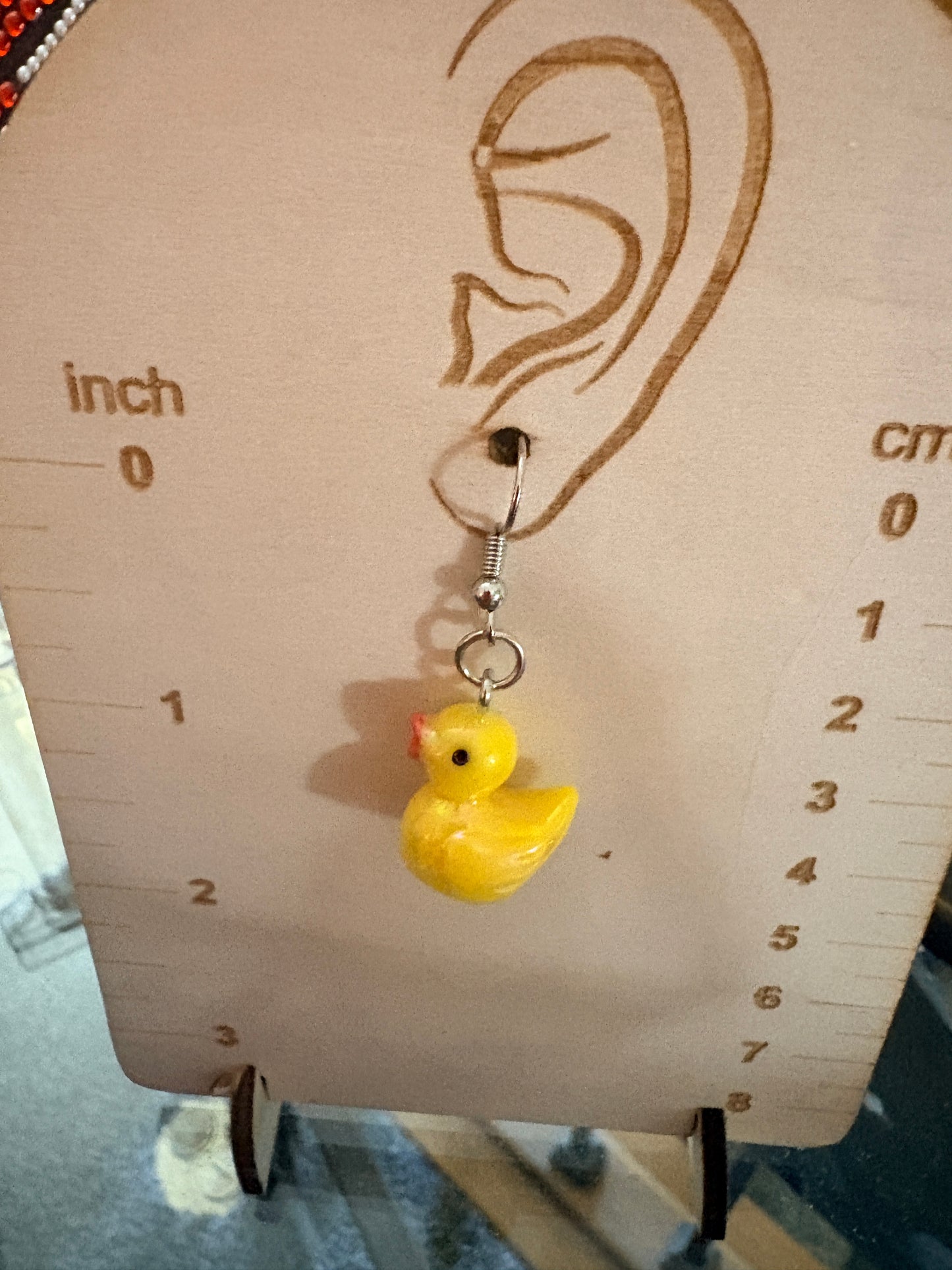 Rubber Duck Dangle Earrings – Resin Yellow Duck Charm Earrings |
