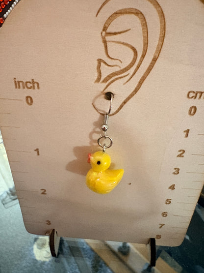 Rubber Duck Dangle Earrings – Resin Yellow Duck Charm Earrings |