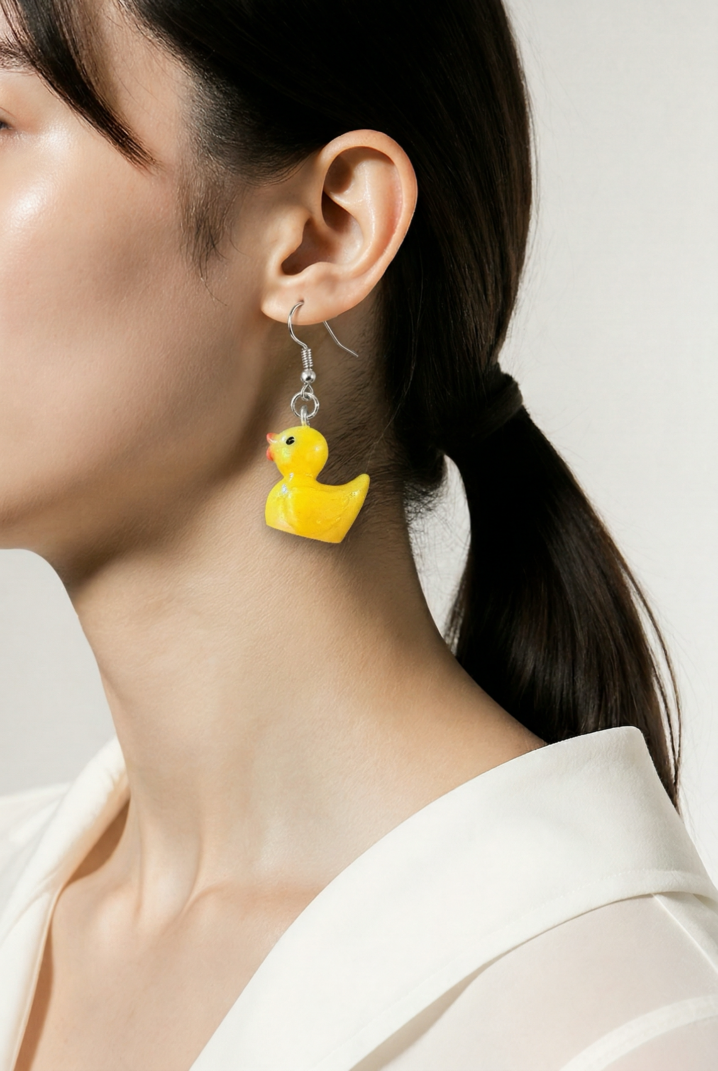 Rubber Duck Dangle Earrings – Resin Yellow Duck Charm Earrings |