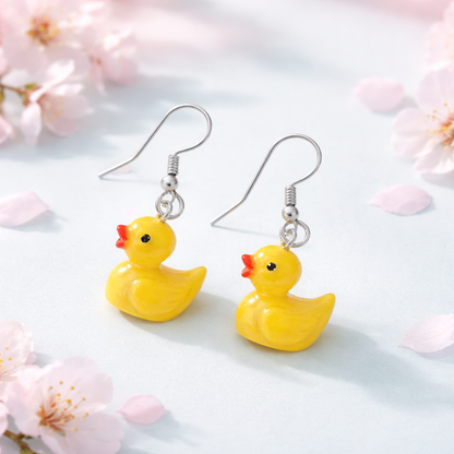Rubber Duck Dangle Earrings – Resin Yellow Duck Charm Earrings |