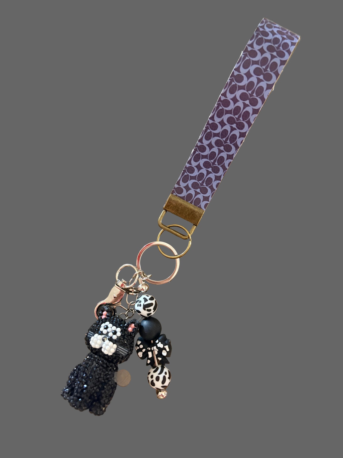 Black Cat Bling Wristlet Keychain