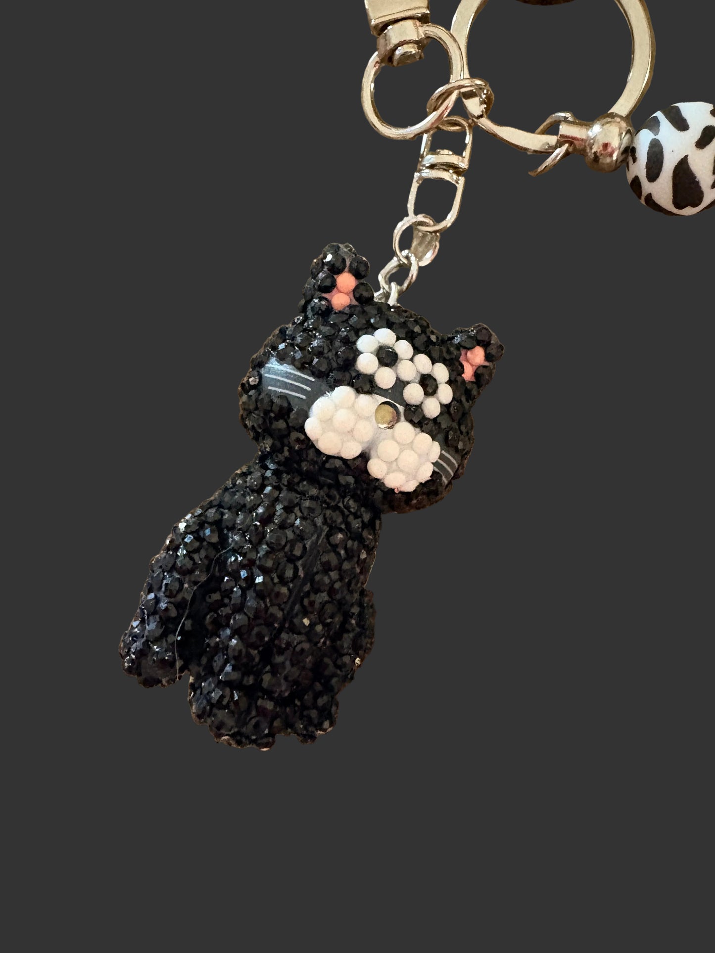 Black Cat Bling Wristlet Keychain