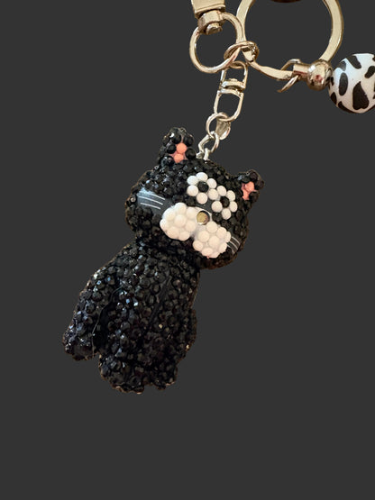 Black Cat Bling Wristlet Keychain