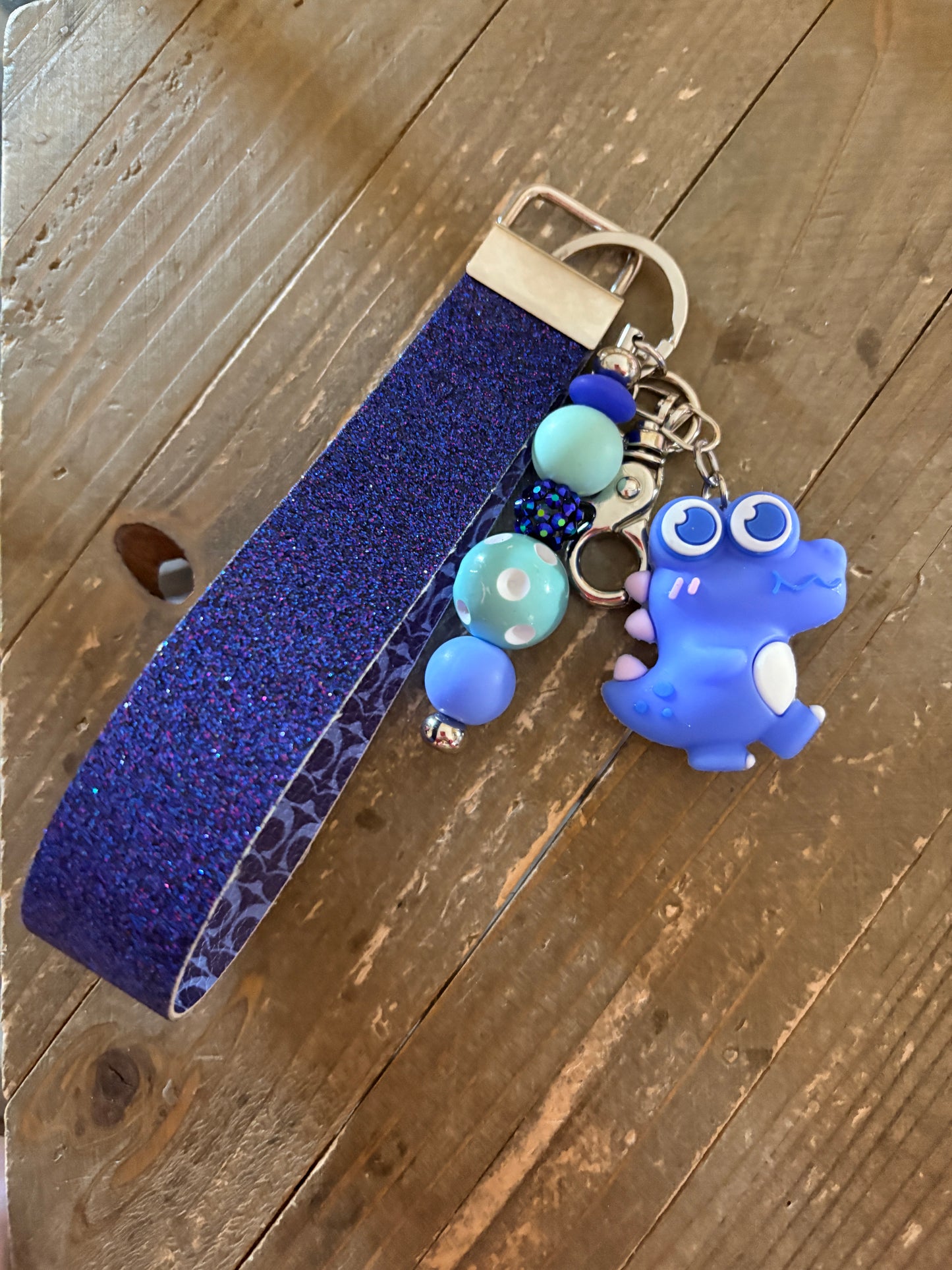 Blue Croc Wristlet Keychain