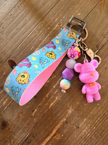 Pastel Pink Bear Wristlet Keychain