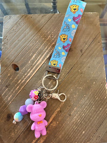 Pastel Pink Bear Wristlet Keychain