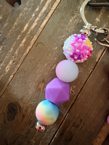 Pastel Pink Bear Wristlet Keychain