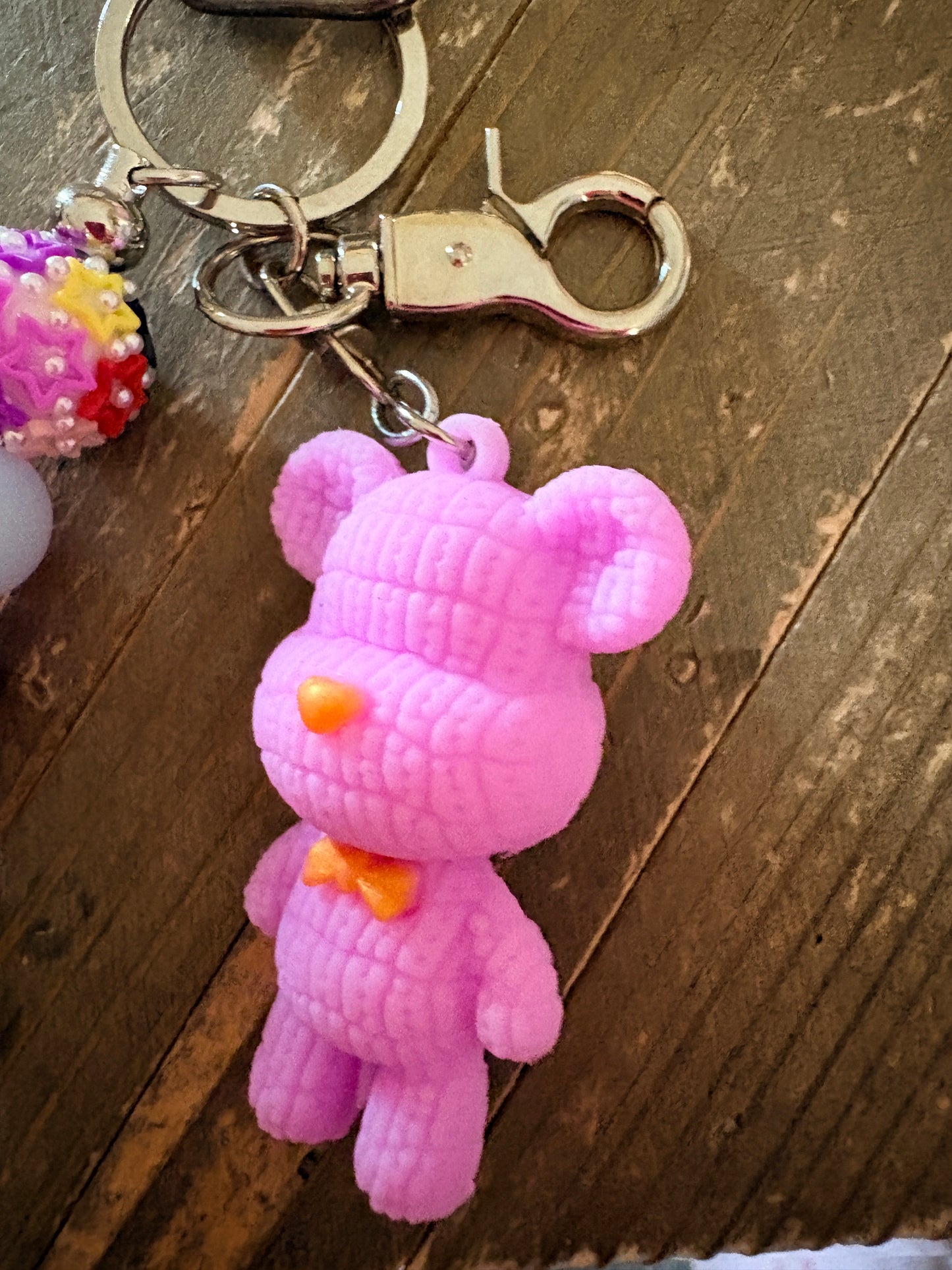 Pastel Pink Bear Wristlet Keychain