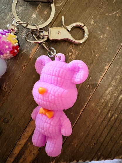 Pastel Pink Bear Wristlet Keychain