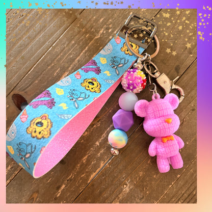 Pastel Pink Bear Wristlet Keychain